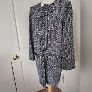 Nanette Lepore Chic Black and White Tweed Jacket Sz Large Nwt